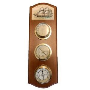 Vintage Sunbeam 3 Gage Weather Station Thermometer Barometer Humidity